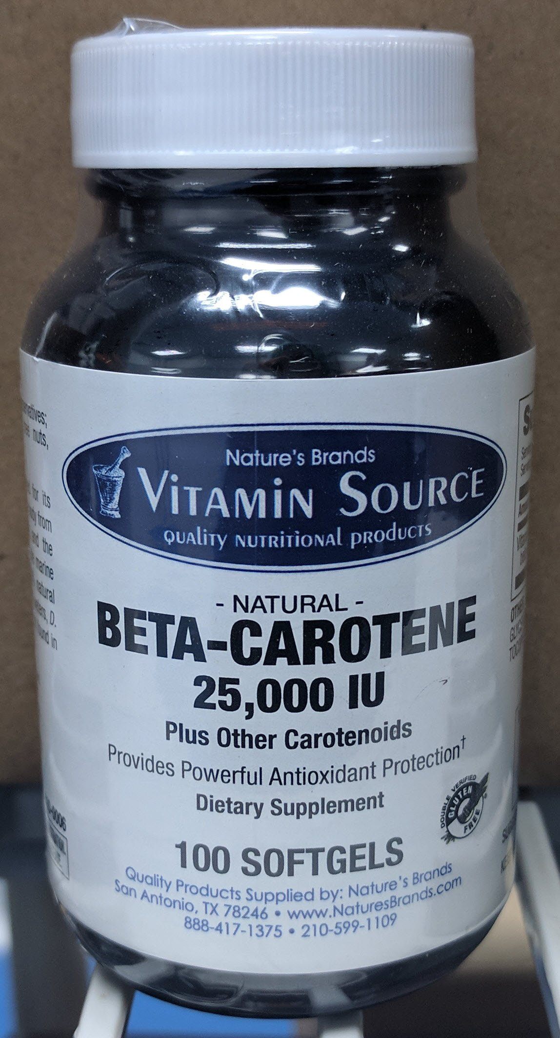 Vitamin Source Natural Beta Carotene 25,000 IU 100 Softgels