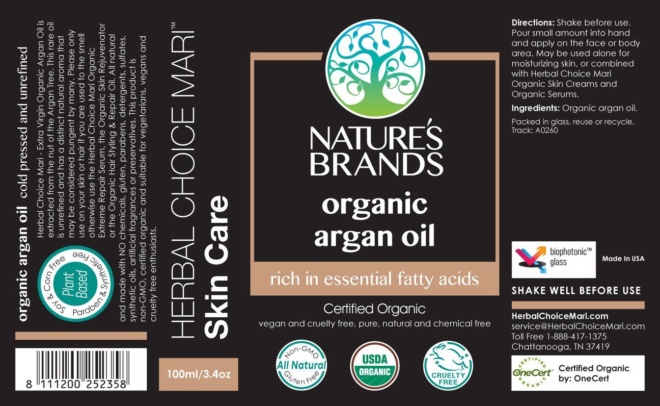 Herbal Choice Mari Organic Argan Oil; 3.4floz Glass