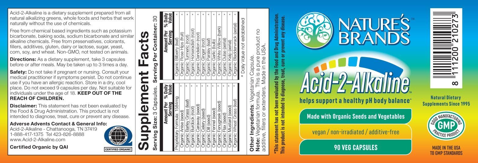 Acid-2-Alkaline Whole Food Alkalizing Vegetarian Capsules; 90-Count, Made with Organic (Include FREE 3 inch Litmus pH Paper with Color Coded Guide)