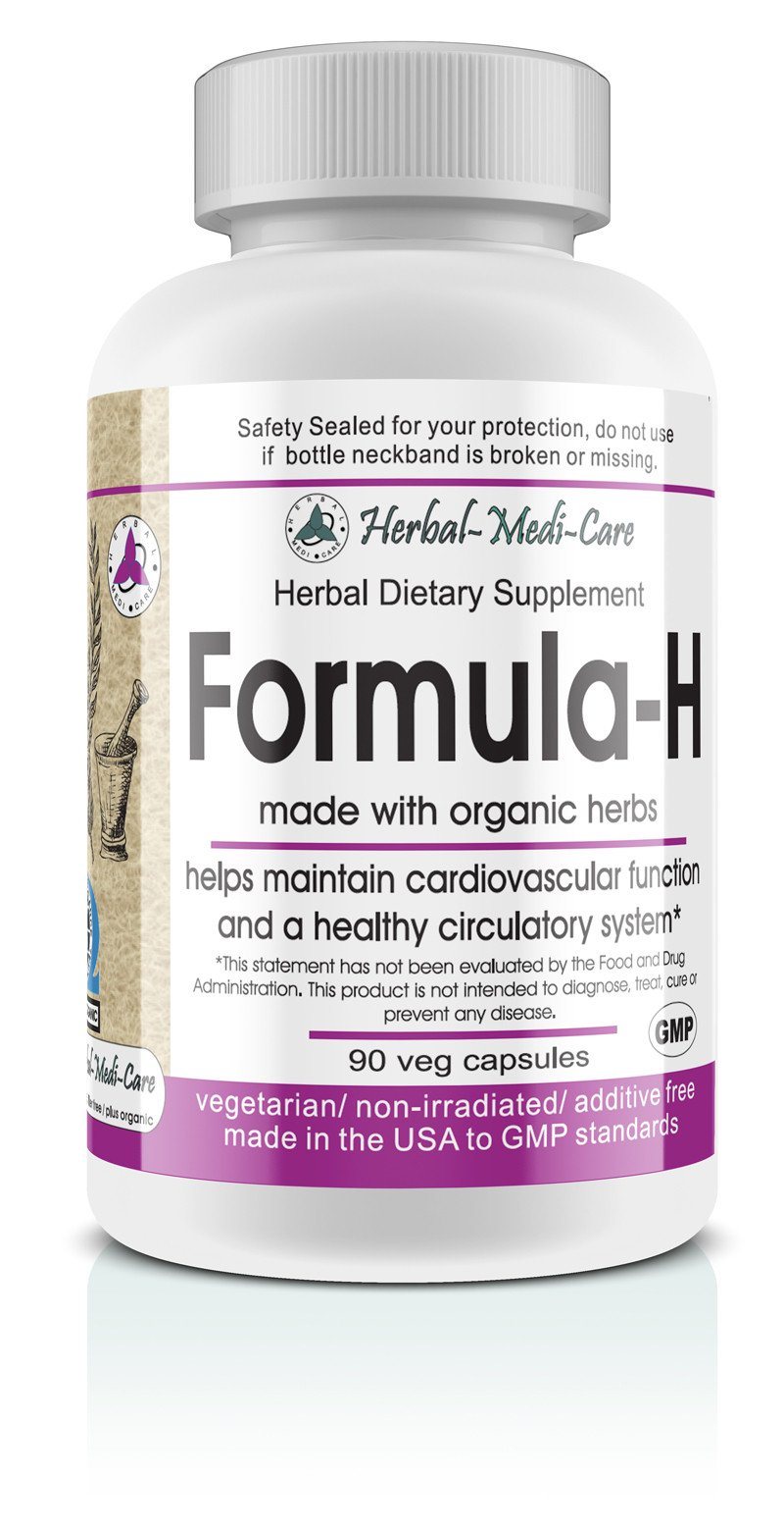 Herbal-Medi-Care Whole Food Formula-H (Blood Pressure) Vegetarian Capsules; 90-Count, Made with Organic