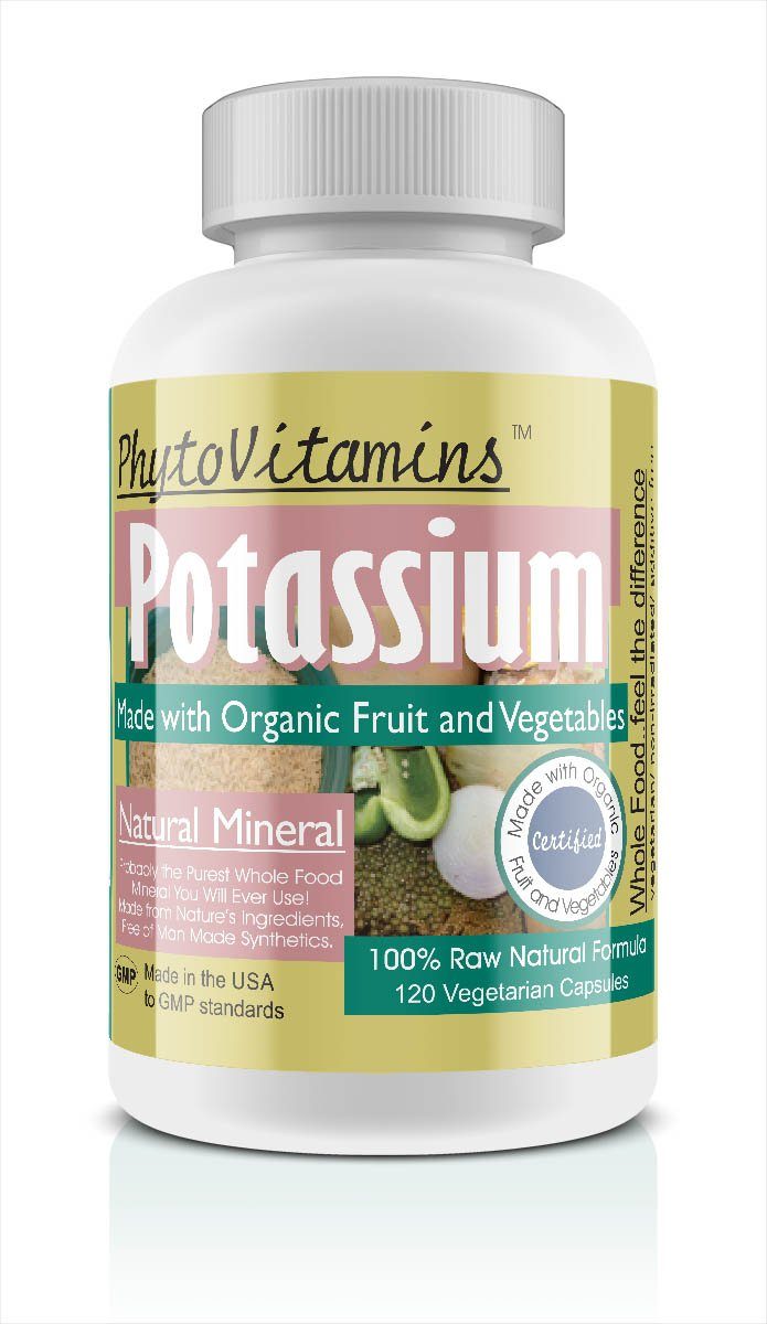 PhytoVitamins Whole Food Potassium Vegetarian Capsules; 120-Count, Made with Organic