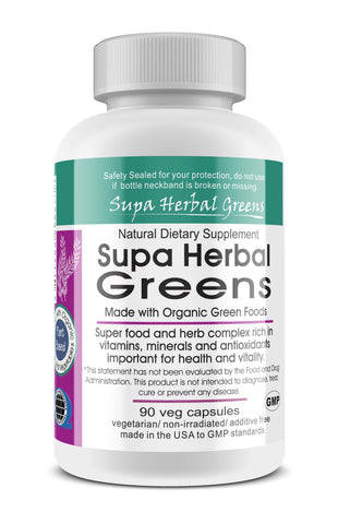 Supa Herbal Greens Whole Food Vegetarian Capsules; 90-Count, Made with Organic